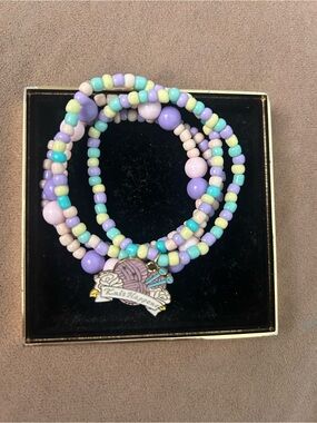 Set of 4 Beaded Knit Happens Charm Bracelets - Pastel Multicolor
